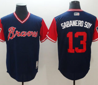 Braves 13 Ronald Acuna Jr. Sabanero Soy Navy 2018 Players' Weekend Authentic Team Jersey