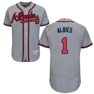 Braves #1 Ozzie Albies Grey Flexbase Authentic Collection Stitched Baseball Jersey