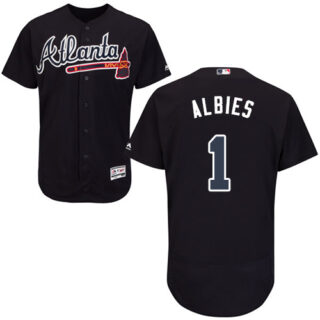 Braves #1 Ozzie Albies Navy Blue Flexbase Authentic Collection Stitched Baseball Jersey