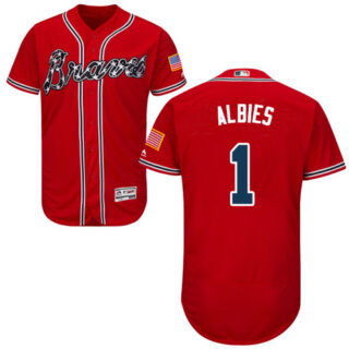 Braves #1 Ozzie Albies Red Flexbase Authentic Collection Stitched Baseball Jersey