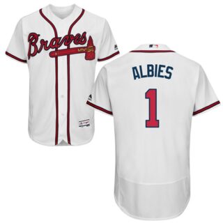 Braves #1 Ozzie Albies White Flexbase Authentic Collection Stitched Baseball Jersey