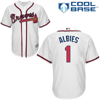 Braves #1 Ozzie Albies White New Cool Base Stitched Baseball Jersey