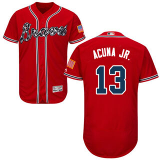 Braves #13 Ronald Acuna Jr. Red Flexbase Authentic Collection Stitched Baseball Jersey