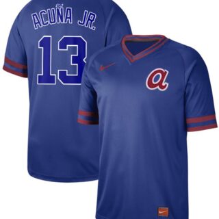 Braves #13 Ronald Acuna Jr. Royal Authentic Cooperstown Collection Stitched Baseball Jersey