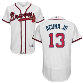 Braves #13 Ronald Acuna Jr. White Flexbase Authentic Collection Stitched Baseball Jersey
