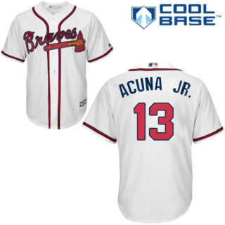 Braves #13 Ronald Acuna Jr. White New Cool Base Stitched Baseball Jersey