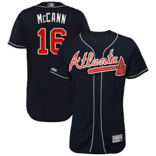 Braves #16 Brian McCann Navy Blue Flexbase Authentic Collection Stitched Baseball Jersey