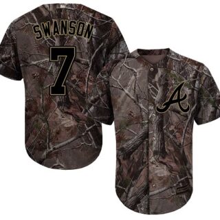Braves #7 Dansby Swanson Camo Realtree Collection Cool Base Stitched Youth Baseball Jersey