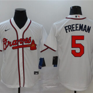 Braves 5 Freddie Freeman White 2020 Nike Cool Base Jersey
