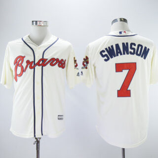 Braves 7 Dansby Swanson Cream Cool Base Jersey