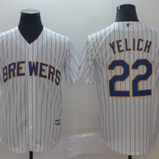 Brewers 22 Christian Yelich White Cool Base Jersey