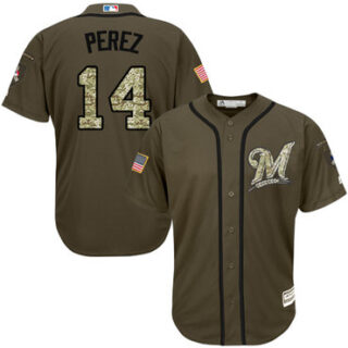 Brewers #14 Hernan Perez Green Salute to Service Stitched Baseball Jersey