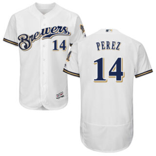 Brewers #14 Hernan Perez White Flexbase Authentic Collection Stitched Baseball Jersey