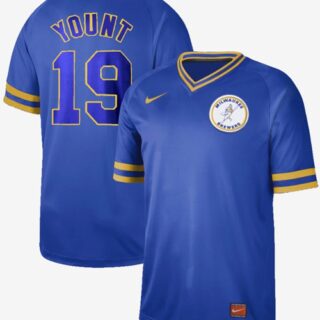 Brewers #19 Robin Yount Royal Authentic Cooperstown Collection Stitched Baseball Jersey