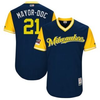 Brewers #21 Travis Shaw Navy Mayor-DDC Players Weekend Authentic Stitched MLB Jersey