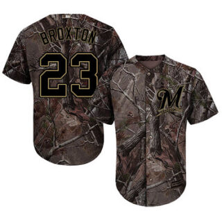 Brewers #23 Keon Broxton Camo Realtree Collection Cool Base Stitched Baseball Jersey