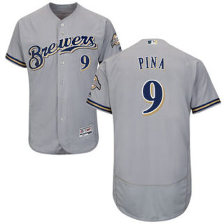 Brewers #9 Manny Pina Grey Flexbase Authentic Collection Stitched Baseball Jersey