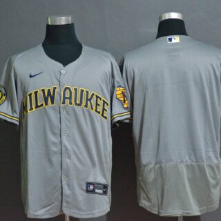 Brewers Blank Gray Nike 2020 Flexbase Jersey