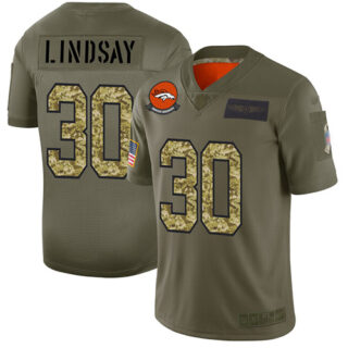 Broncos #30 Phillip Lindsay Olive Camo Men's Stitched Football Limited 2019 Salute To Service Jersey