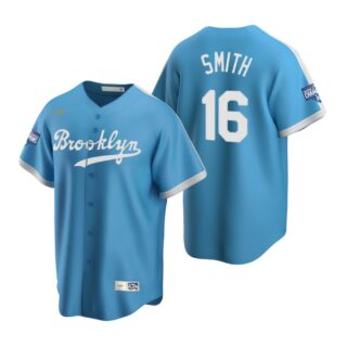 Brooklyn Dodgers #16 Will Smith Light Blue 2020 World Series Champions Cooperstown Collection Jersey