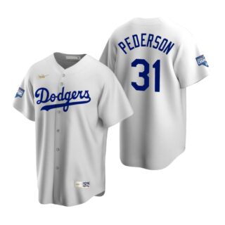 Brooklyn Dodgers #31 Joc Pederson White 2020 World Series Champions Cooperstown Collection Jersey