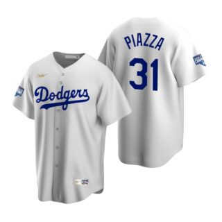 Brooklyn Dodgers #31 Mike Piazza White 2020 World Series Champions Cooperstown Collection Jersey