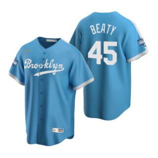 Brooklyn Dodgers #45 Matt Beaty Light Blue 2020 World Series Champions Cooperstown Collection Jersey