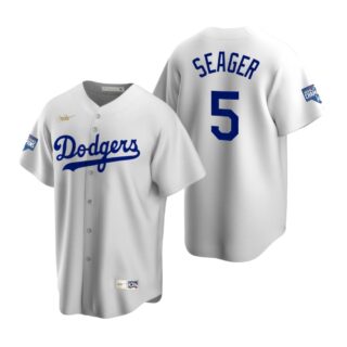 Brooklyn Dodgers #5 Corey Seager White 2020 World Series Champions Cooperstown Collection Jersey