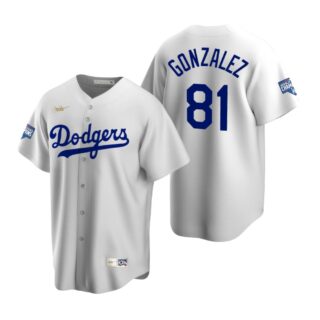 Brooklyn Dodgers #81 Victor Gonzalez White 2020 World Series Champions Cooperstown Collection Jersey