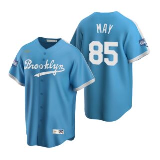 Brooklyn Dodgers #85 Dustin May Light Blue 2020 World Series Champions Cooperstown Collection Jersey