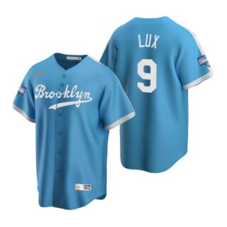 Brooklyn Dodgers #9 Gavin Lux Light Blue 2020 World Series Champions Cooperstown Collection Jersey