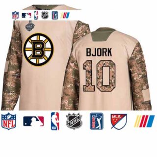 Bruins #10 Anders Bjork Camo Authentic 2017 Veterans Day Stanley Cup Final Bound Stitched Hockey Jersey