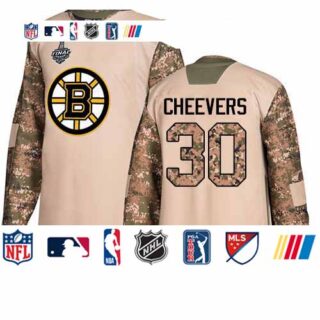 Bruins #30 Gerry Cheevers Camo Authentic 2017 Veterans Day Stanley Cup Final Bound Stitched Hockey Jersey
