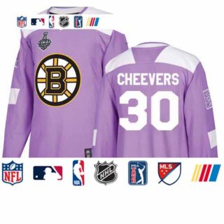 Bruins #30 Gerry Cheevers Purple Authentic Fights Cancer Stanley Cup Final Bound Stitched Hockey Jersey