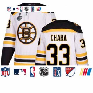 Bruins #33 Zdeno Chara White Road Authentic Stanley Cup Final Bound Stitched Hockey Jersey