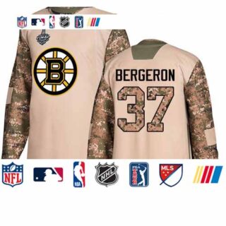 Bruins #37 Patrice Bergeron Camo Authentic 2017 Veterans Day Stanley Cup Final Bound Youth Stitched Hockey Jersey
