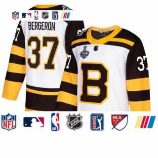 Bruins #37 Patrice Bergeron White Authentic 2019 Winter Classic Stanley Cup Final Bound Stitched Hockey Jersey
