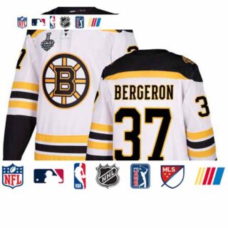 Bruins #37 Patrice Bergeron White Road Authentic Stanley Cup Final Bound Stitched Hockey Jersey