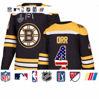Bruins #4 Bobby Orr Black Home Authentic USA Flag Stanley Cup Final Bound Youth Stitched Hockey Jersey