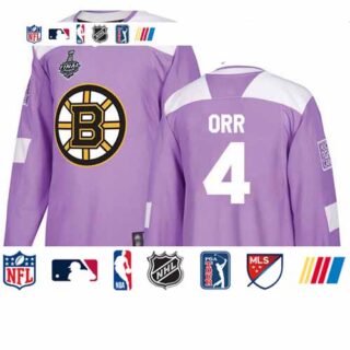 Bruins #4 Bobby Orr Purple Authentic Fights Cancer Stanley Cup Final Bound Youth Stitched Hockey Jersey