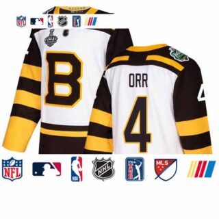 Bruins #4 Bobby Orr White Authentic 2019 Winter Classic Stanley Cup Final Bound Stitched Hockey Jersey