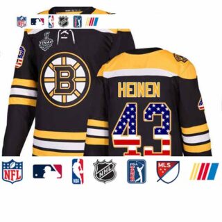 Bruins #43 Danton Heinen Black Home Authentic USA Flag Stanley Cup Final Bound Stitched Hockey Jersey