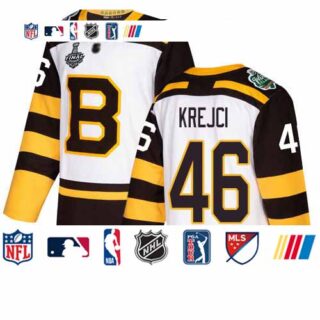 Bruins #46 David Krejci White Authentic 2019 Winter Classic Stanley Cup Final Bound Stitched Hockey Jersey