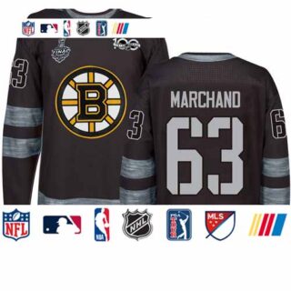 Bruins #63 Brad Marchand Black 1917-2017 100th Anniversary Stanley Cup Final Bound Stitched Hockey Jersey