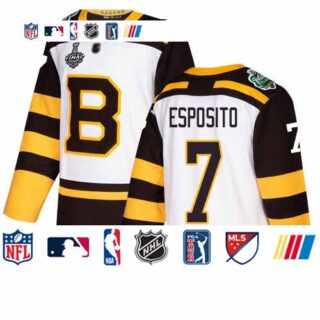 Bruins #7 Phil Esposito White Authentic 2019 Winter Classic Stanley Cup Final Bound Stitched Hockey Jersey