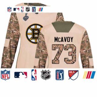 Bruins #73 Charlie McAvoy Camo Authentic 2017 Veterans Day Stanley Cup Final Bound Women's Stitched Hockey Jersey
