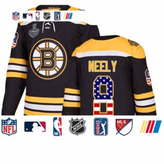Bruins #8 Cam Neely Black Home Authentic USA Flag Stanley Cup Final Bound Stitched Hockey Jersey