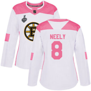 Bruins #8 Cam Neely White Pink Authentic Fashion Stanley Cup Final Bound Women's Stitched Hockey Jersey