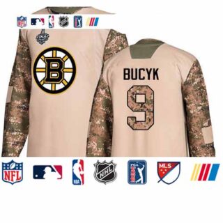 Bruins #9 Johnny Bucyk Camo Authentic 2017 Veterans Day Stanley Cup Final Bound Stitched Hockey Jersey