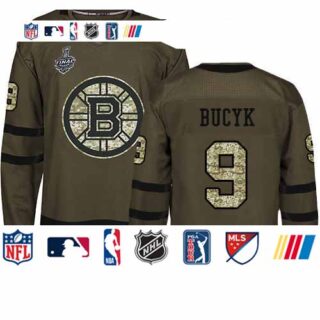 Bruins #9 Johnny Bucyk Green Salute to Service Stanley Cup Final Bound Stitched Hockey Jersey